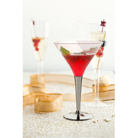 Copa de Plastico Cocktail Pie Plata 100 ml (6 Uds)