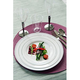 Plato Plastico Extra Rigido con Ribete Plata 19cm (20 Uds)