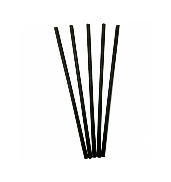 Pajita Recta de Papel Negro Ø6mm 20cm (100 Uds) Pajita Recta de Papel Negro Ø6mm 20cm (100 Uds)