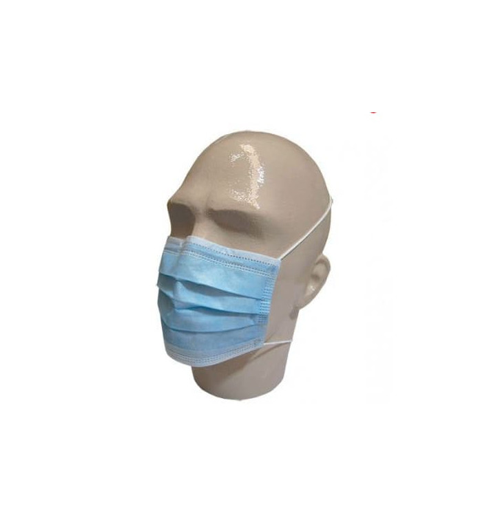 Mascarilla Rectangular con gomas TST Azul 3C (50 Uds) Mascarilla Rectangular con gomas TST Azul 3C (50 Uds)