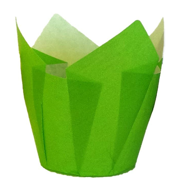 Cápsula Muffin Tulipa Antigrasa 72 mm Verde (135 Uds)