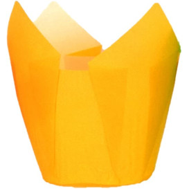 Cápsula Muffin Tulipa Antigrasa 80 mm Amarillo (125 Uds)
