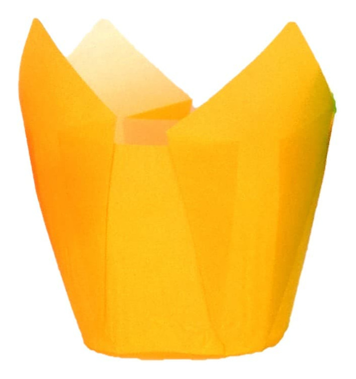 Cápsula Muffin Tulipa Antigrasa 80 mm Amarillo (125 Uds)
