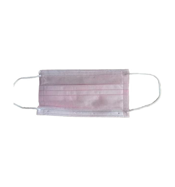 Mascarilla Rosa de Triple Capa con gomas (50 Uds) Mascarilla Rosa de Triple Capa con gomas (50 Uds)