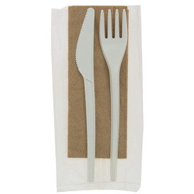 Set Cubiertos Tenedor, Cuchillo y Servilleta CPLA (10 Uds)