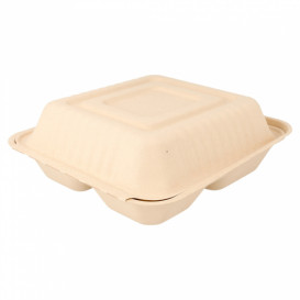 Envase MenuBox Caña Azúcar 3C Natural 20x20x7,5cm (50 Uds)