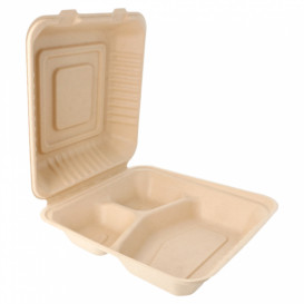 Envase MenuBox Caña Azúcar 3C Natural 20x20x7,5cm (50 Uds)
