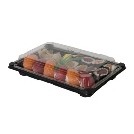 Envase con Tapa Sushi PLA Negro 15,0x23,0 cm (600 Uds)