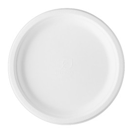 Plato Caña de Azúcar Bagazo Blanco Ø25,3 cm (500 Uds)