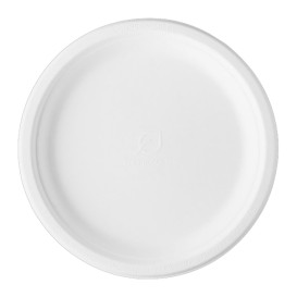 Plato Caña de Azúcar Bagazo Blanco Ø25,3 cm (50 Uds)