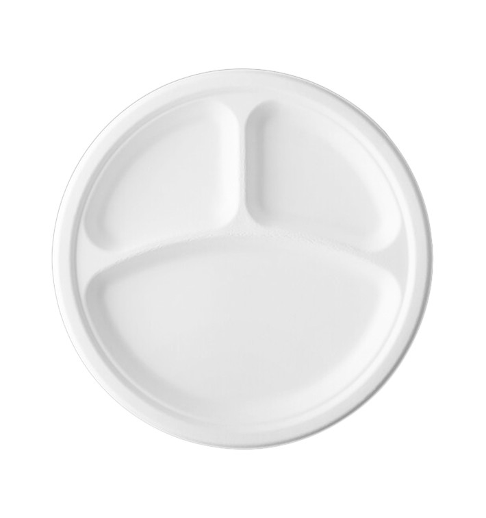Plato Caña de Azúcar Bagazo 3C Blanco Ø23 cm (50 Uds) Plato Caña de Azúcar Bagazo 3C Blanco Ø23 cm (50 Uds)