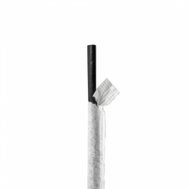 Pajita Recta de Papel Negro Enfundada en Blanco Ø6mm 21cm (250 Uds)