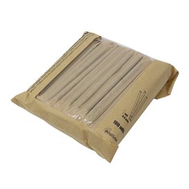 Pajita Recta de Papel Natural Enfundada en Kraft Ø6mm 21cm (250 Uds)