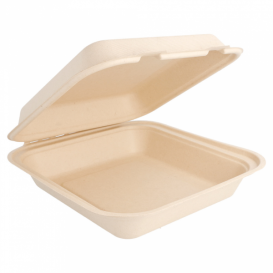 Envase MenuBox Caña Azúcar Natural 20x20x7,5cm (50 Uds)