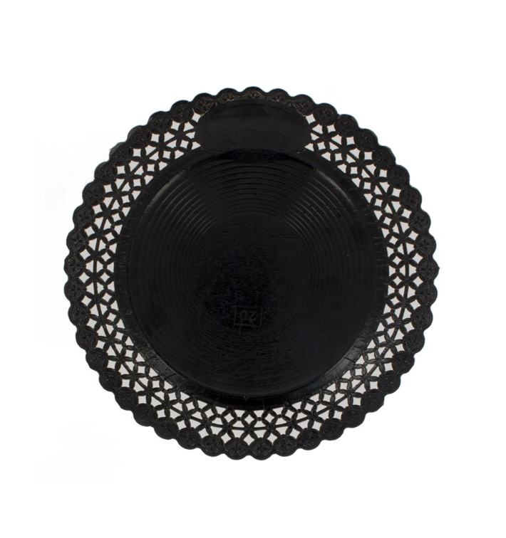 Plato de Carton Redondo Blonda Negro 20 cm (50 Uds) Plato de Carton Redondo Blonda Negro 20 cm (50 Uds)