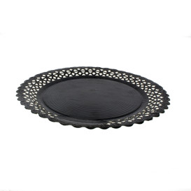 Plato de Carton Redondo Blonda Negro 20 cm (50 Uds)