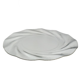 Plato de Carton Redondo Plateado Acuario 350 mm (25 Uds)