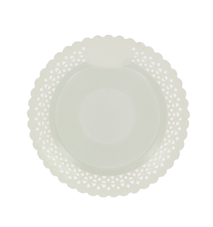 Plato de Carton Redondo Blonda Blanco 23 cm (50 Uds) Plato de Carton Redondo Blonda Blanco 23 cm (50 Uds)