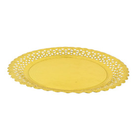 Plato de Carton Redondo Blonda Oro 32 cm (50 Uds)
