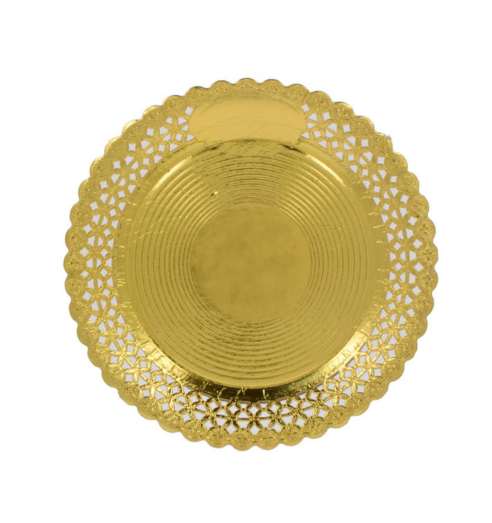 Plato de Carton Redondo Blonda Oro 38 cm (50 Uds) Plato de Carton Redondo Blonda Oro 38 cm (50 Uds)
