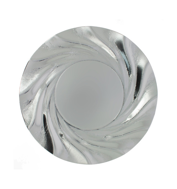 Plato de Carton Redondo Plateado Acuario 350 mm (25 Uds) Plato de Carton Redondo Plateado Acuario 350 mm (25 Uds)