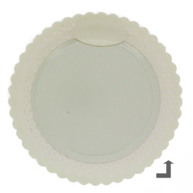 Plato de Carton Redondo Blonda Blanco 28 cm (50 Uds)