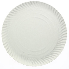 Plato de Carton Redondo Blanco 350 mm (50 Uds)