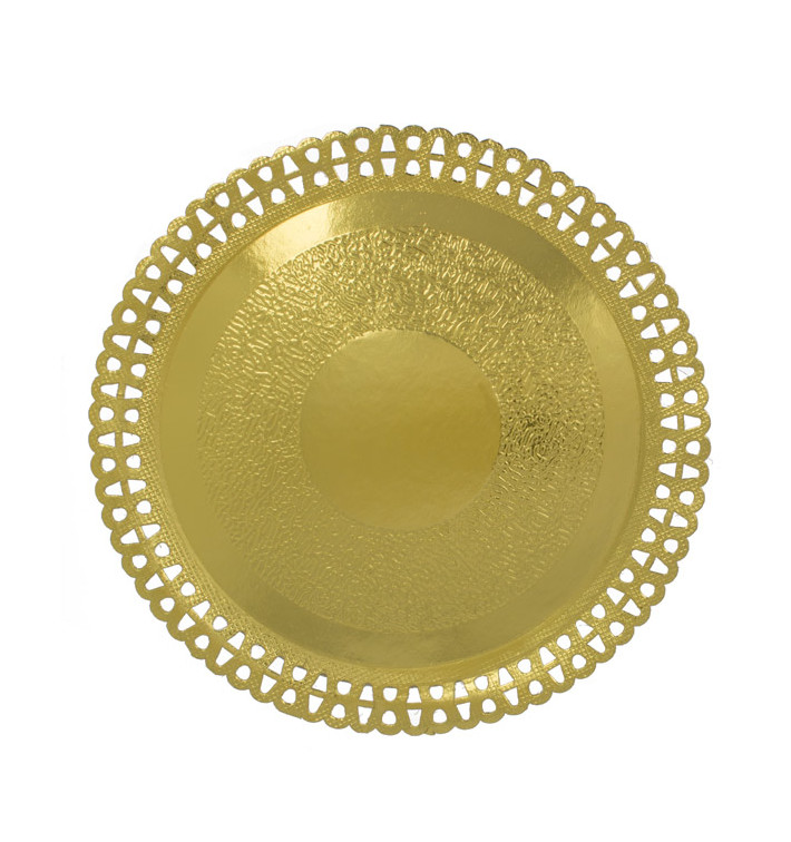 Plato de Carton Redondo Blonda Dorado 290 mm (50 Uds) Plato de Carton Redondo Blonda Dorado 290 mm (50 Uds)