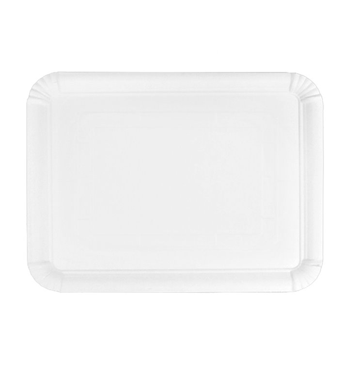 Bandeja de Carton Rectangular Blanca 20x27 cm (100 Uds)