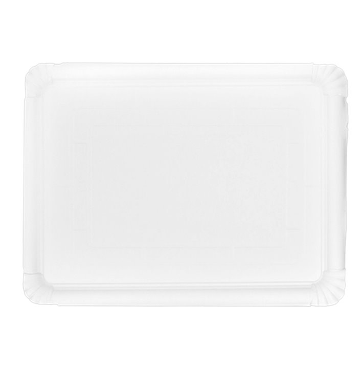 Bandeja de Carton Rectangular Blanca 34x42 cm (50 Uds) Bandeja de Carton Rectangular Blanca 34x42 cm (50 Uds)