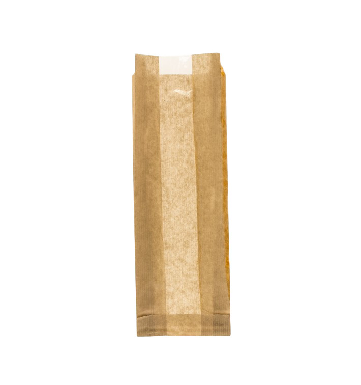 Bolsa de Papel Kraft Ventana "Espigas" 10+4x29cm (125 Uds)