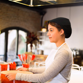 Gorro Cocinera Rejilla y Visera Algodón Negro (1 Ud)