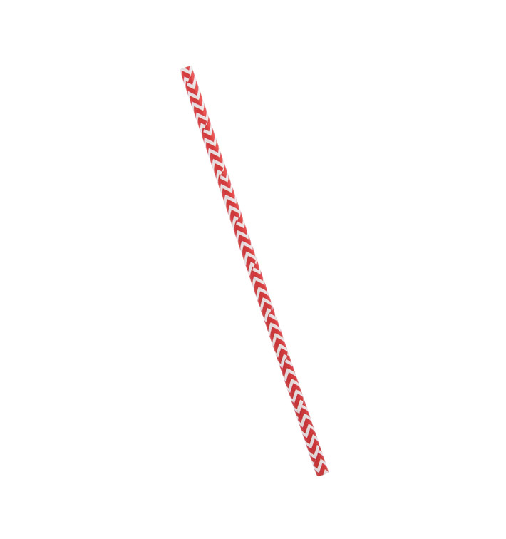 Pajita Recta de Papel Rojo y Blanco Ø6mm 20cm (100 Uds) Pajita Recta de Papel Rojo y Blanco Ø6mm 20cm (100 Uds)