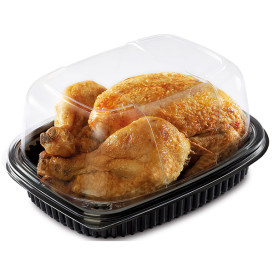 Envase Rectangular PP Negro 800ml 215x170x40mm (40 Uds)
