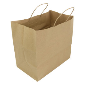 Bolsa Papel Kraft Marron con Asas 90g 32+21x28,5 cm (50 Uds)