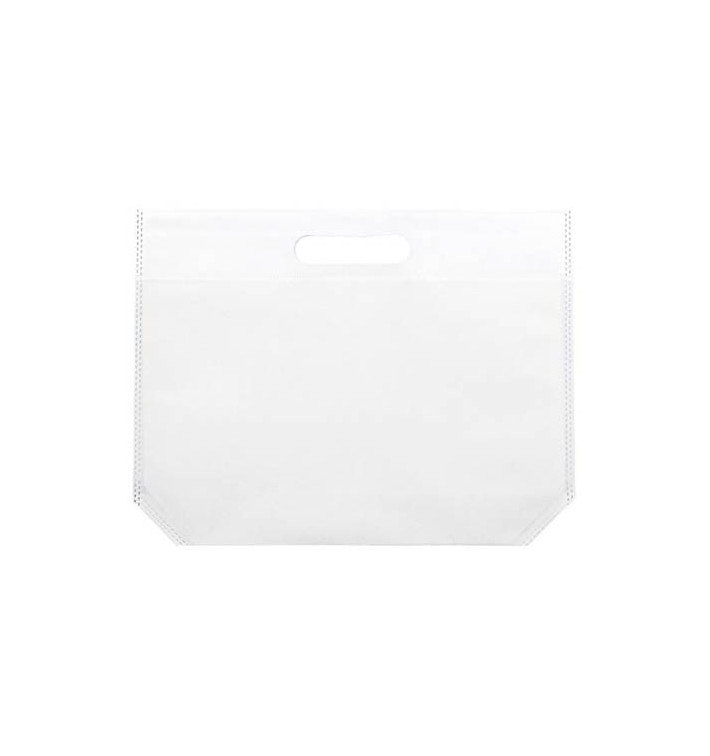 Bolsa Reutilizable Troquelada TNT Blanca 34+8x26cm 80g (25 Uds)