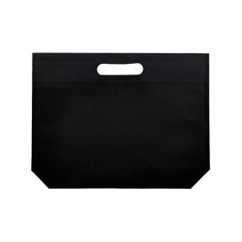 Bolsa Reutilizable Troquelada TNT Negro 34+8x26cm 80g (25 Uds)