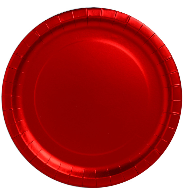 Plato de Carton Redondo "Party" Rojo 330mm (3 Uds)