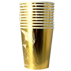 Vaso Cartón 9 Oz/240ml Oro "Party" (10 Uds)
