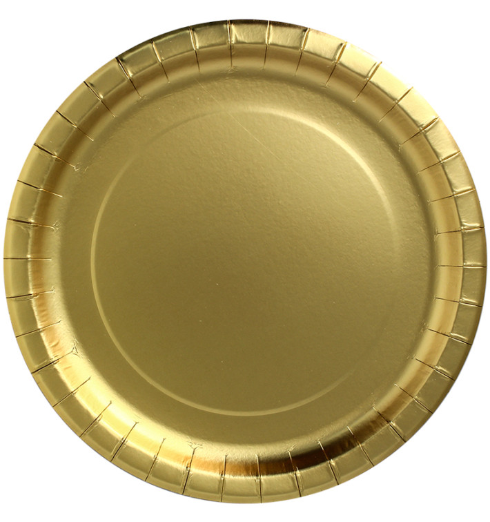Plato de Carton Redondo "Party Shiny" Oro Ø180mm (10 Uds)