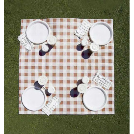 Mantel de Papel Cortado 1x1m "Cuadros Marrones" 40g (400 Uds)