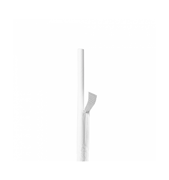 Pajita Recta de Papel Blanco Enfundada en Kraft Ø6mm 21cm (250 Uds) Pajita Recta de Papel Blanco Enfundada en Kraft Ø6mm 21cm (250 Uds)