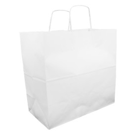 Bolsa Papel Kraft Blanca con Asas 100g 35+15x30cm (25 Uds)