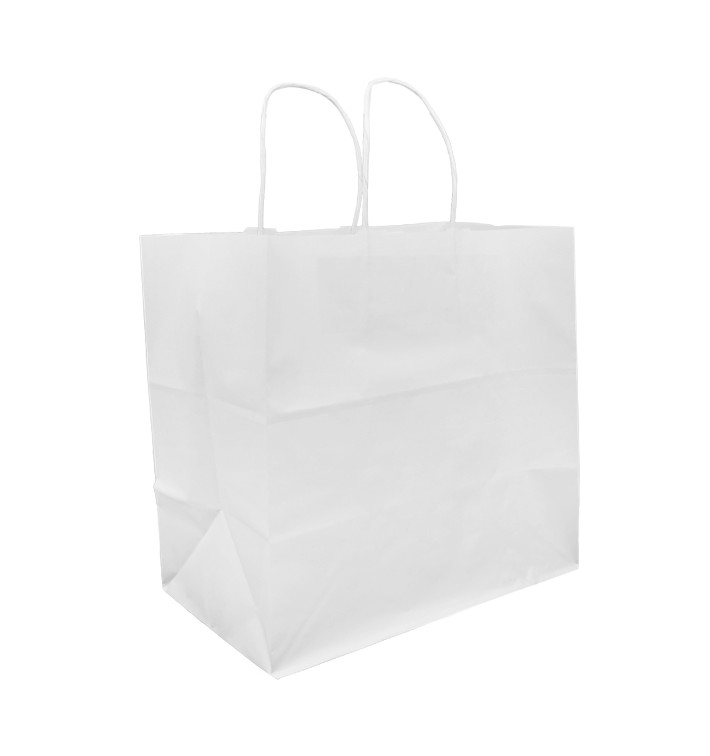 Bolsa Papel Kraft Blanca con Asas 80g 30+18x29cm (25 Uds)