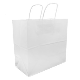 Bolsa Papel Kraft Blanca con Asas 100g 27+14x26cm (25 Uds)