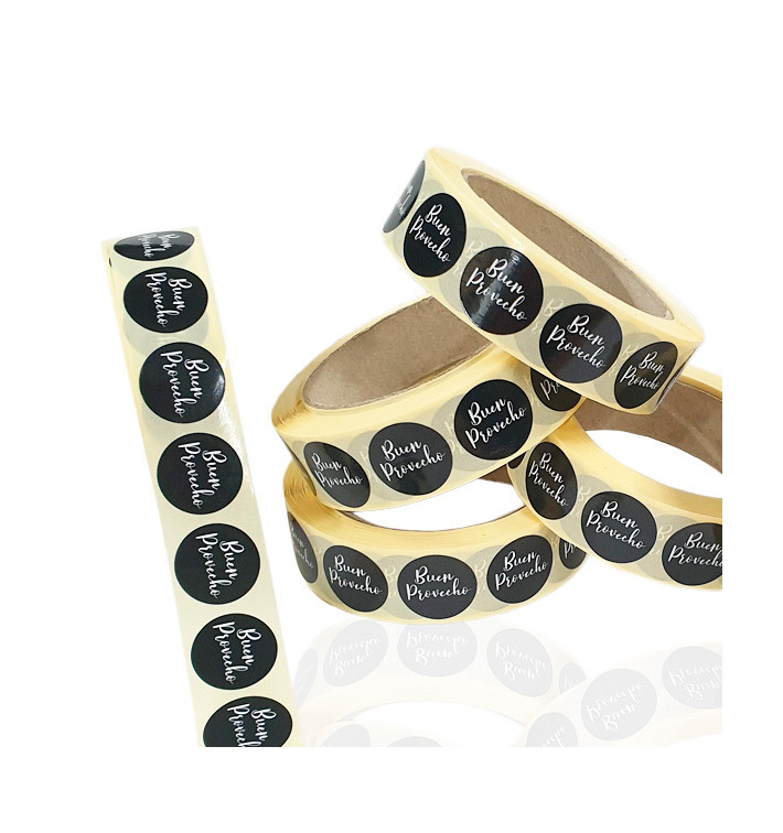 Rollo Adhesivo Circular “Buen Provecho” Ø2,5cm (1000 Uds) Rollo Adhesivo Circular “Buen Provecho” Ø2,5cm (1000 Uds)
