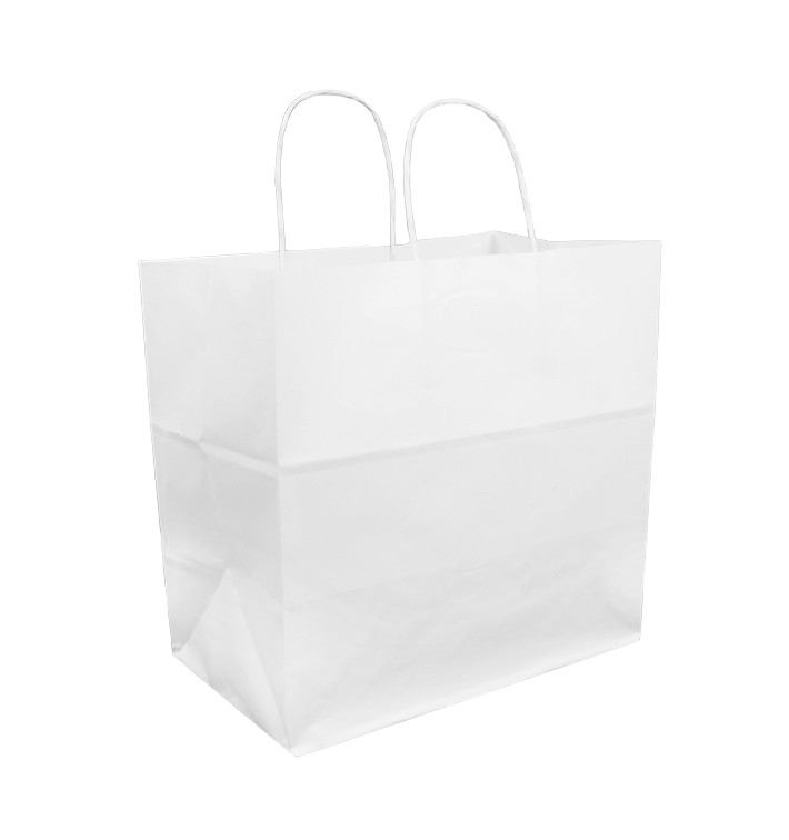 Bolsa Papel Kraft Blanca con Asas 100g 30+18x29cm (25 Uds)