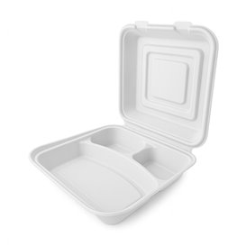 Envase MenuBox Caña Azúcar Blanco 3C 24x23x7,6cm (50 Uds)