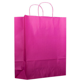 Bolsa Papel Fucsia con Asas 80g 26+14x32 cm (50 Uds)