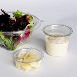 Tarrina Redonda Bisagra APET Transparente 80ml Ø70mm (50 Uds)